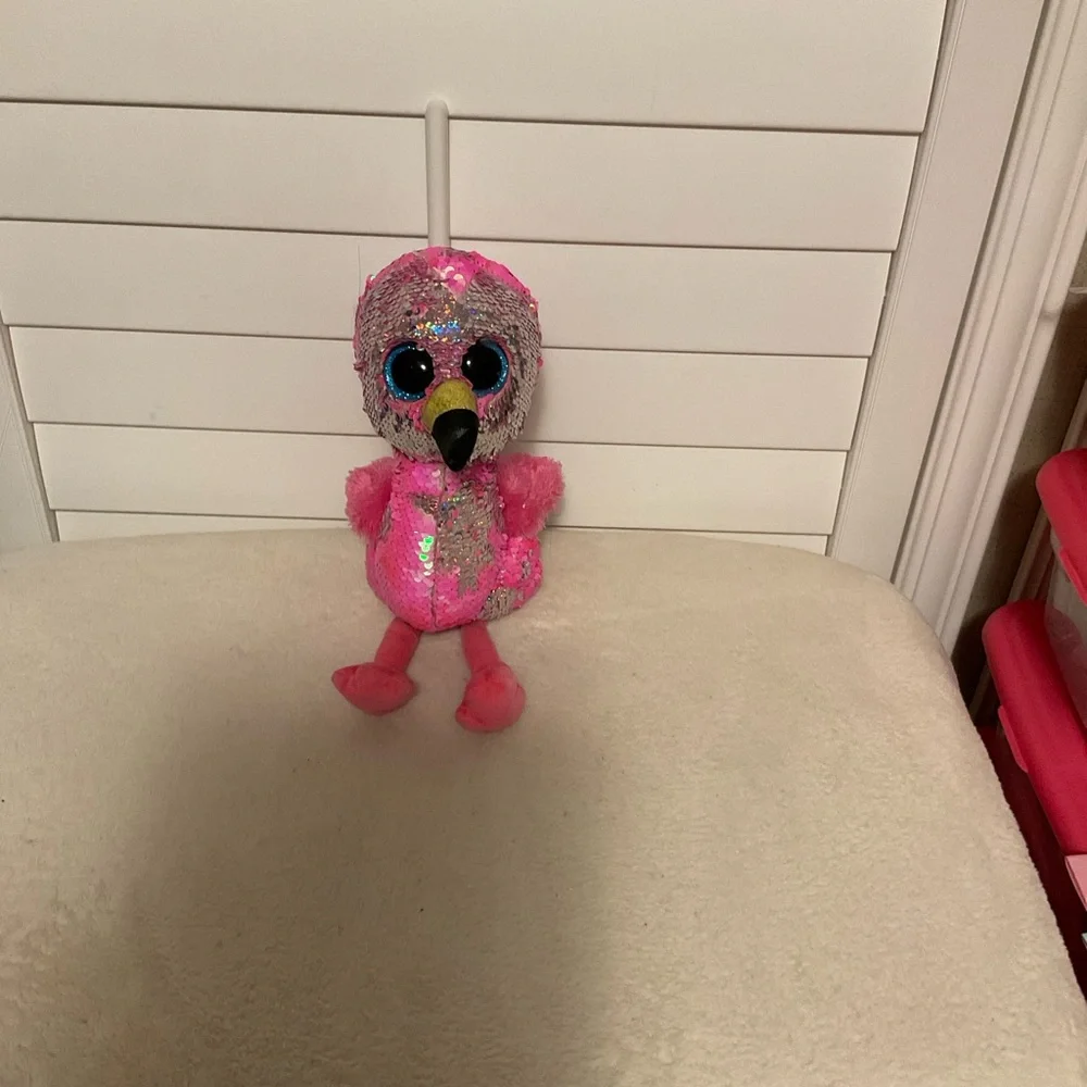 Ty Pink and Silver Plush Bird Toy